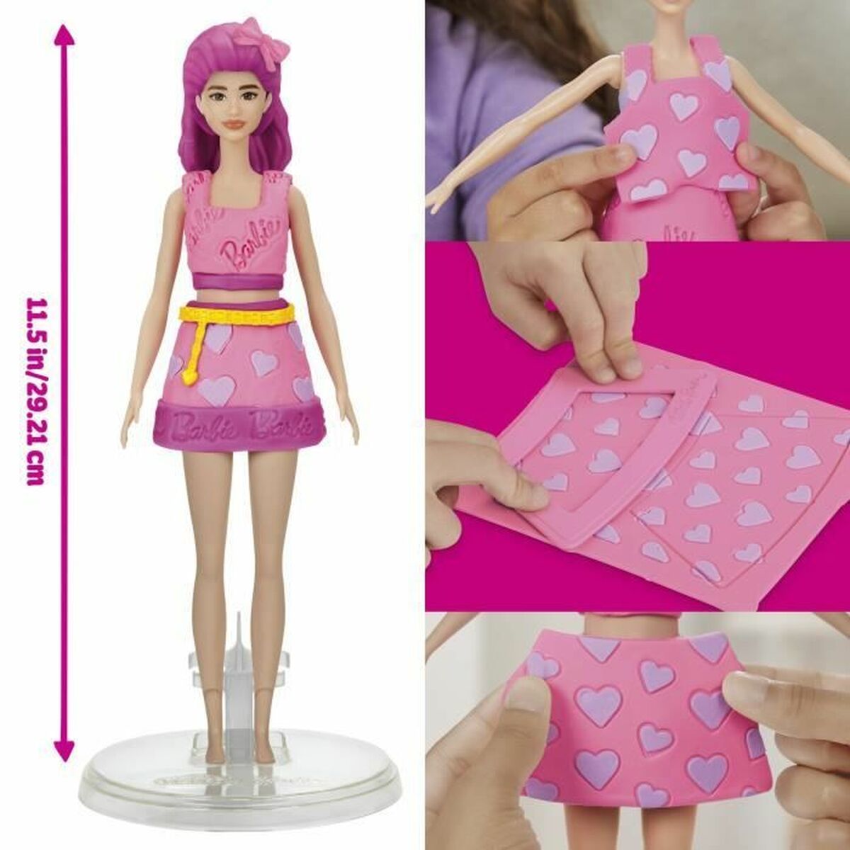 Modellera Spel Play-Doh Barbie Hearts & Hair Multicolour - 2