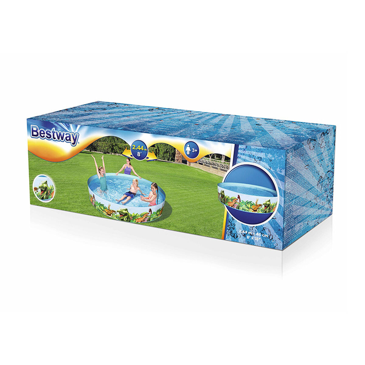 Bestway Styv Barn Pool PVC Dinosaurier 244x46 cm +3 År Trädgård 55001 - 2