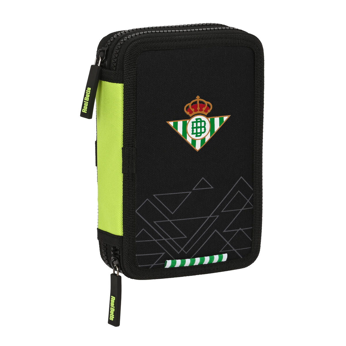 Dubbelt pennfodral Real Betis Balompié Svart Lime 12.5 x 19.5 x 4 cm (28 Delar)