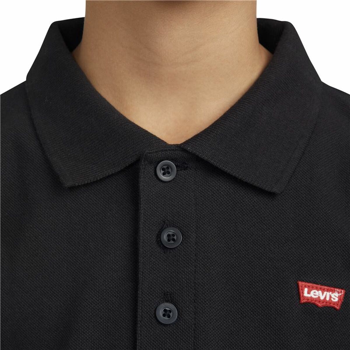 Polotröja kortärmad Barn Levi's Lvb Back Neck Tape Svart - 3