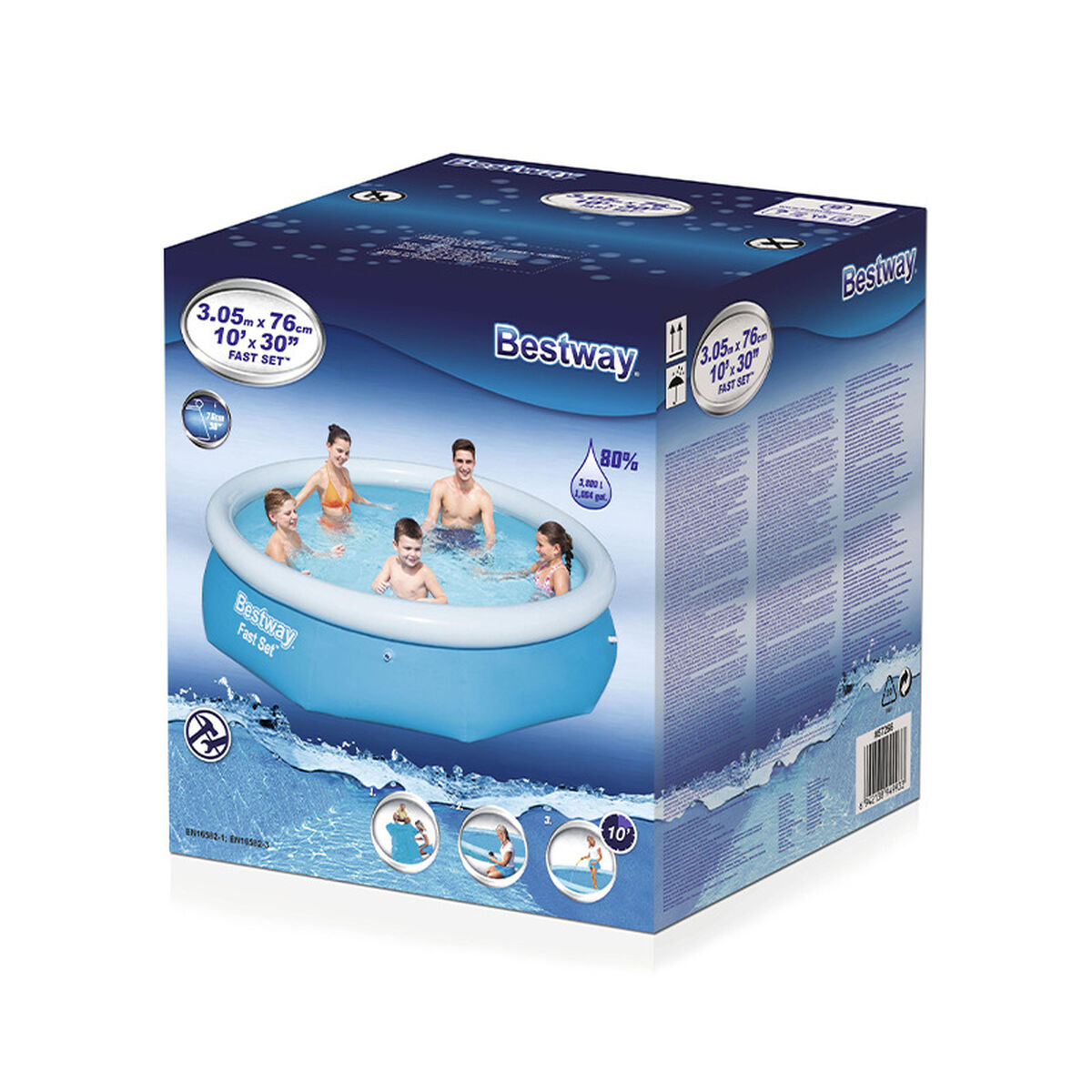 Bestway Uppblåsbar Pool Vuxen Ring 305x76 cm Trädgård 57266 - 2