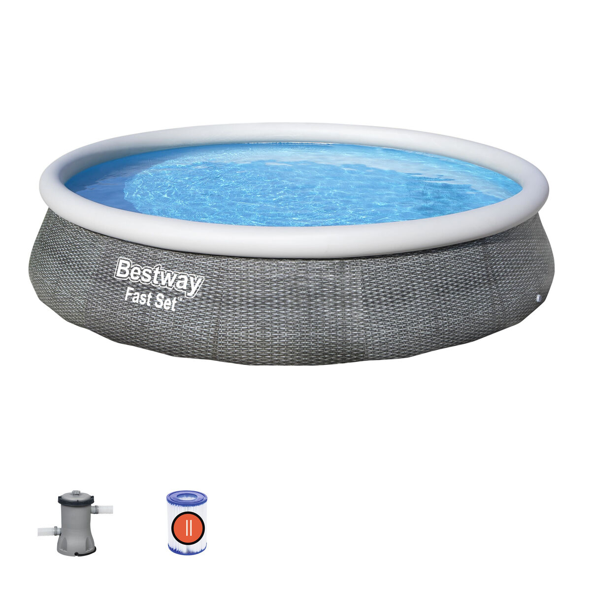 Bestway Uppblåsbar Vuxenpool Aro Rattan med Rengörare 396x84 cm Trädgård 57376