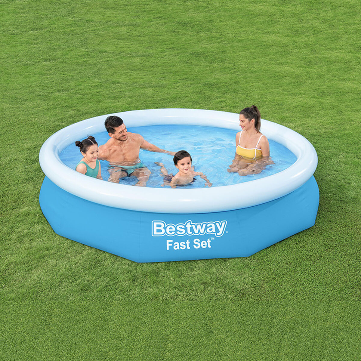 Bestway Uppvuxen uppblåsbar poolring med filter 305x66 cm Trädgård 57458 - 2