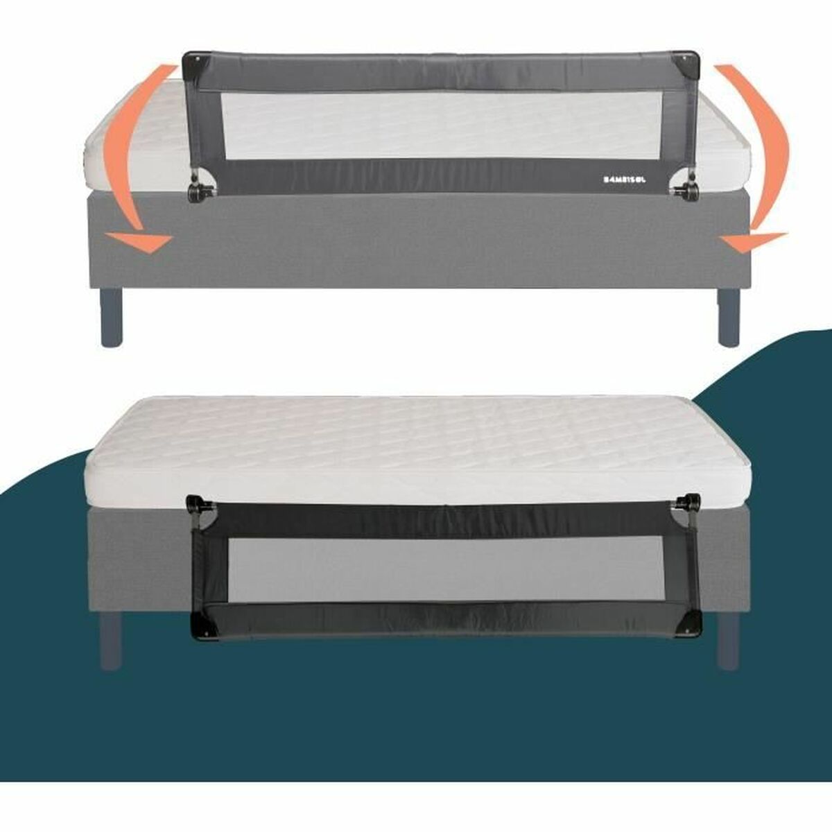Säkerhetsräcke till säng Looping BL5003G 44 x 150 cm Grå - 3