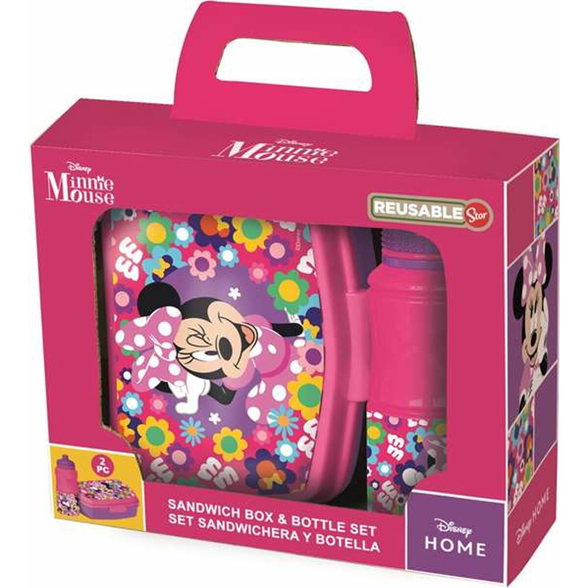 Skål med vattenflaska Minnie Mouse Bold Florals