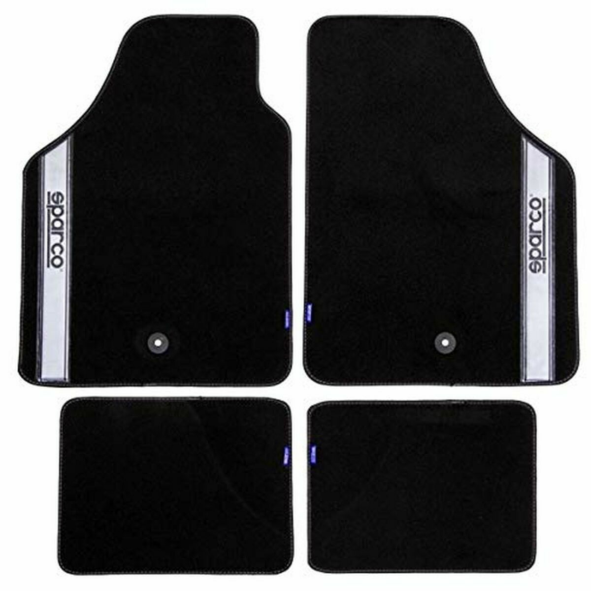 Set med bilgolvmattor Sparco Svart/Silvrig Grå Silvrig Matta (4 pcs)