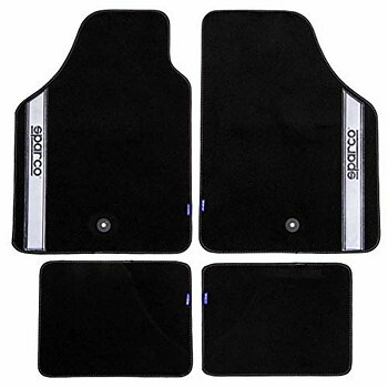 Set med bilgolvmattor Sparco Svart/Silvrig Grå Silvrig Matta (4 pcs)