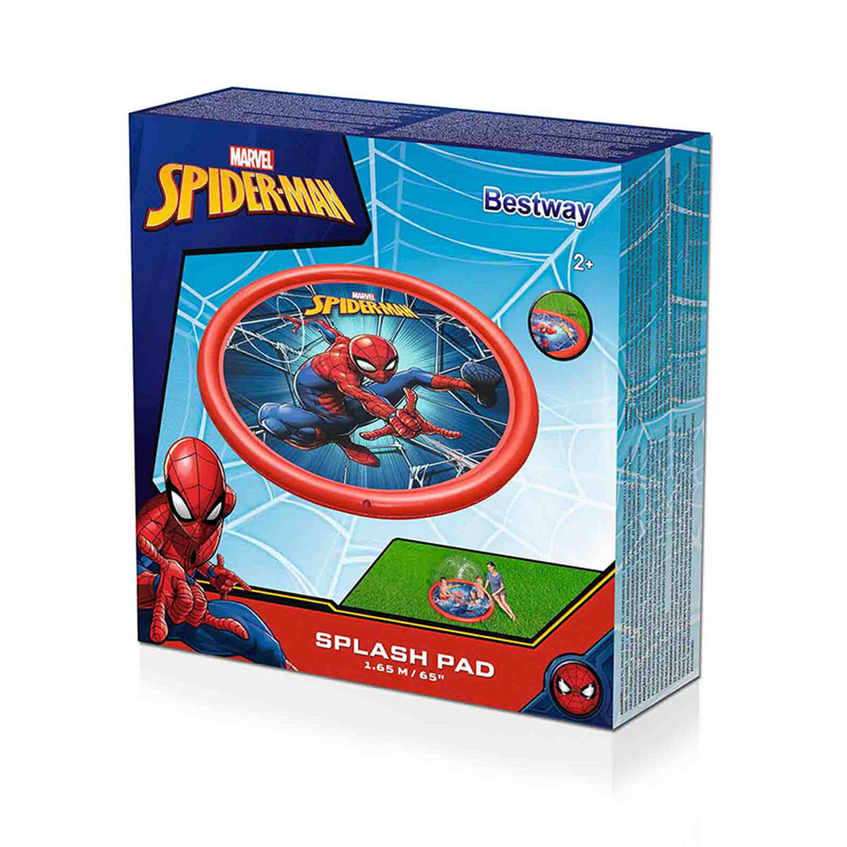 Bestway Spiderman Uppblåsbar Pool med Sprinkler D165 cm +2 År Trädgård 98792 - 2