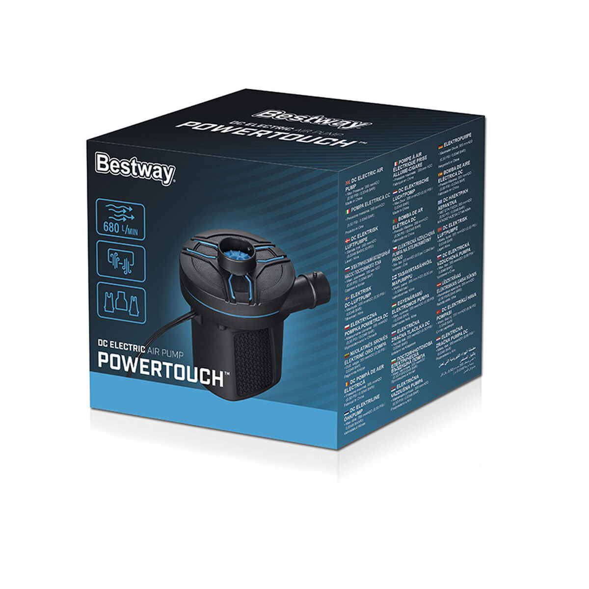 Bestway Elektrisk Pump Bilcigarettändare 11,3x10,1x12,2 cm 680 CM liter/minut Uppblåsbar och Camping 62257 - 2