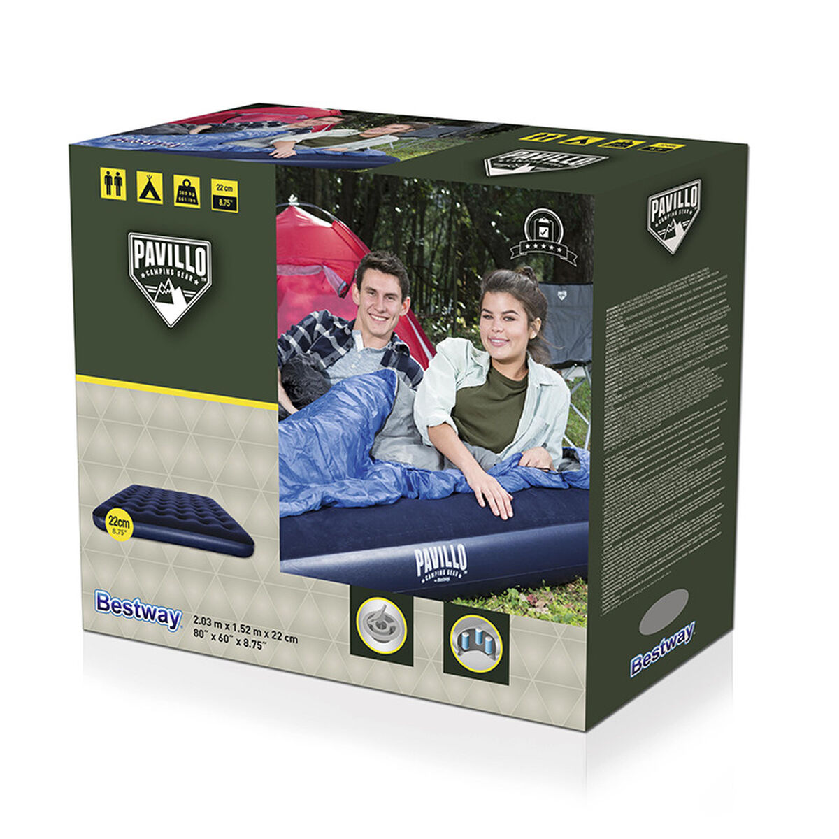 Bestway Queen Madrass 203x152x22 cm Uppblåsbar och Camping 67003 - 2