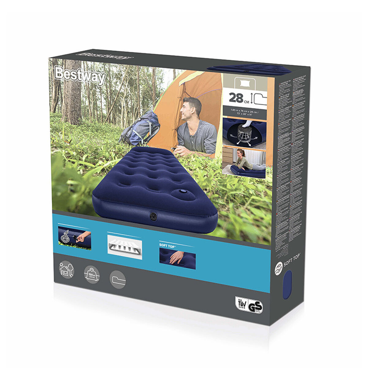 Bestway Junior Enkelsäng med Fotpump 185x76x28 cm Uppblåsbar och Camping 67223 - 2