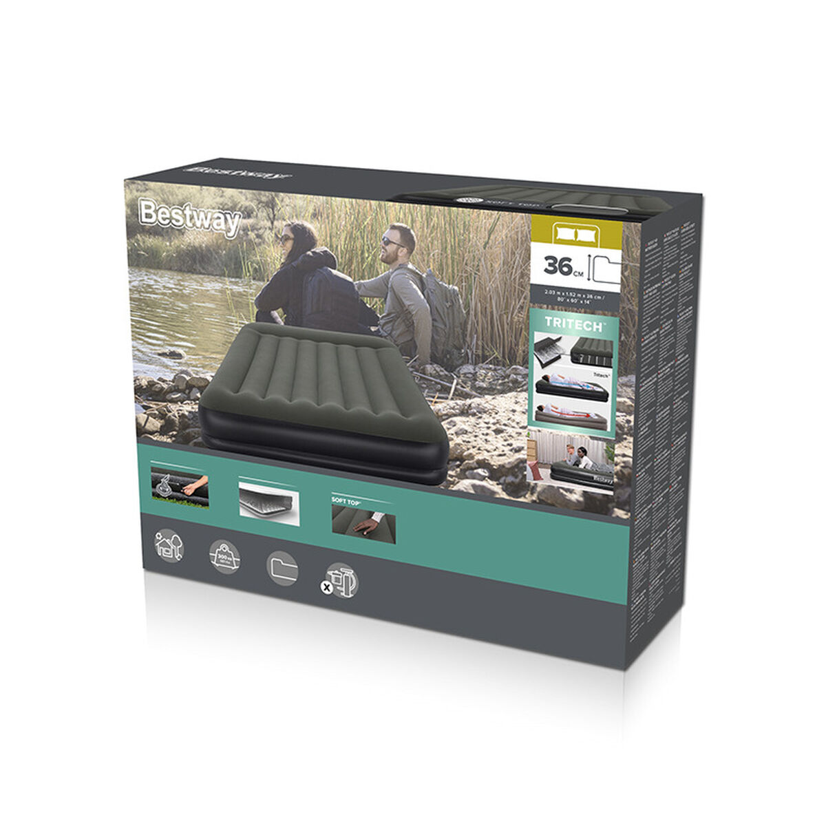 Bestway Dubbelsäng 203x153x36 cm Uppblåsbar och Camping 67699 - 2