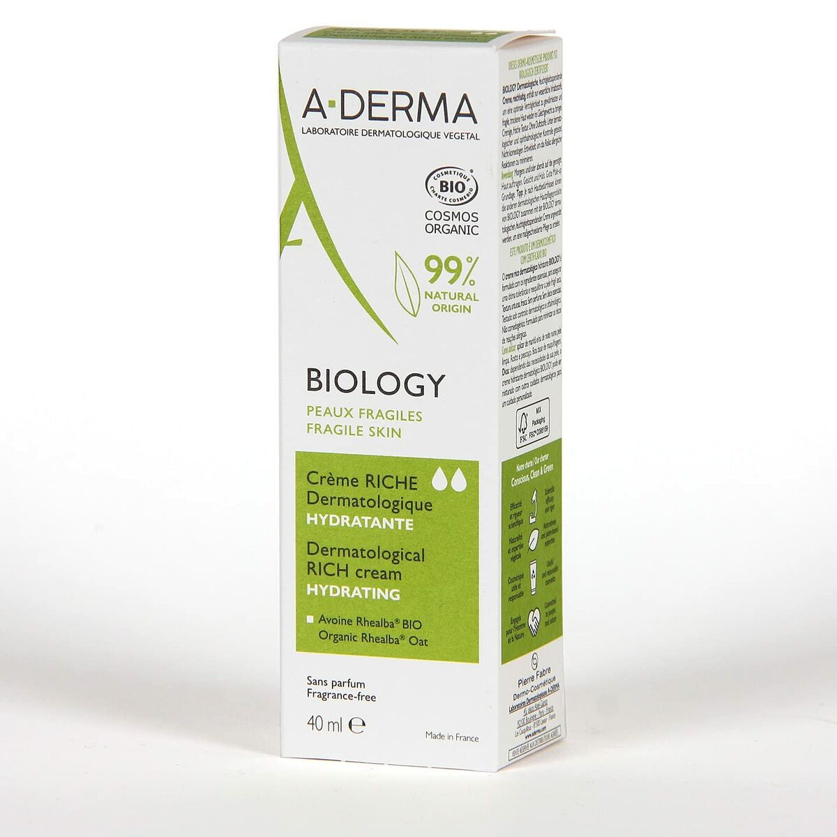 Fuktgivande ansiktskräm A-Derma Biology (40 ml) - 2