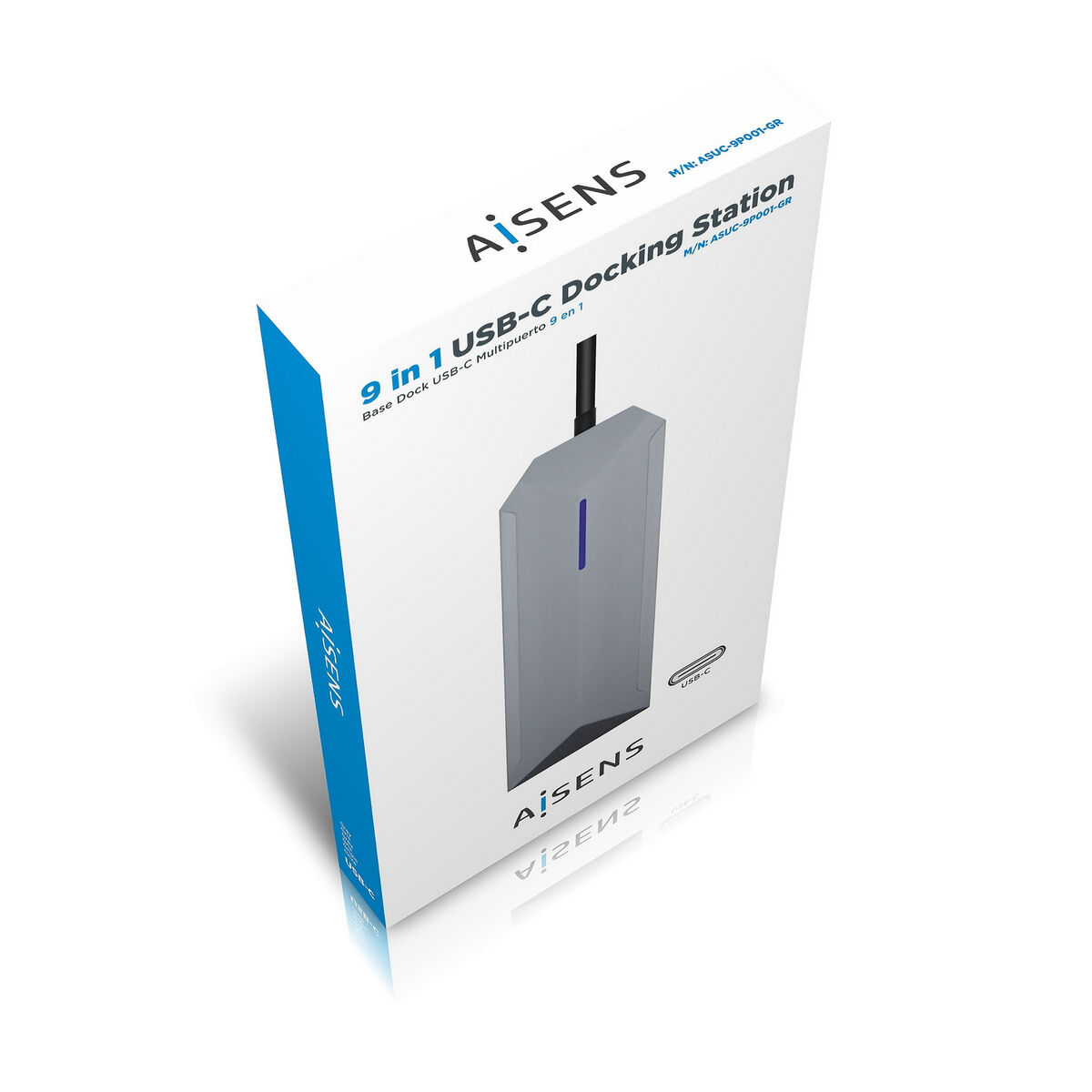 USB-HUB Aisens ASUC-9P001-GR Grå 100 W