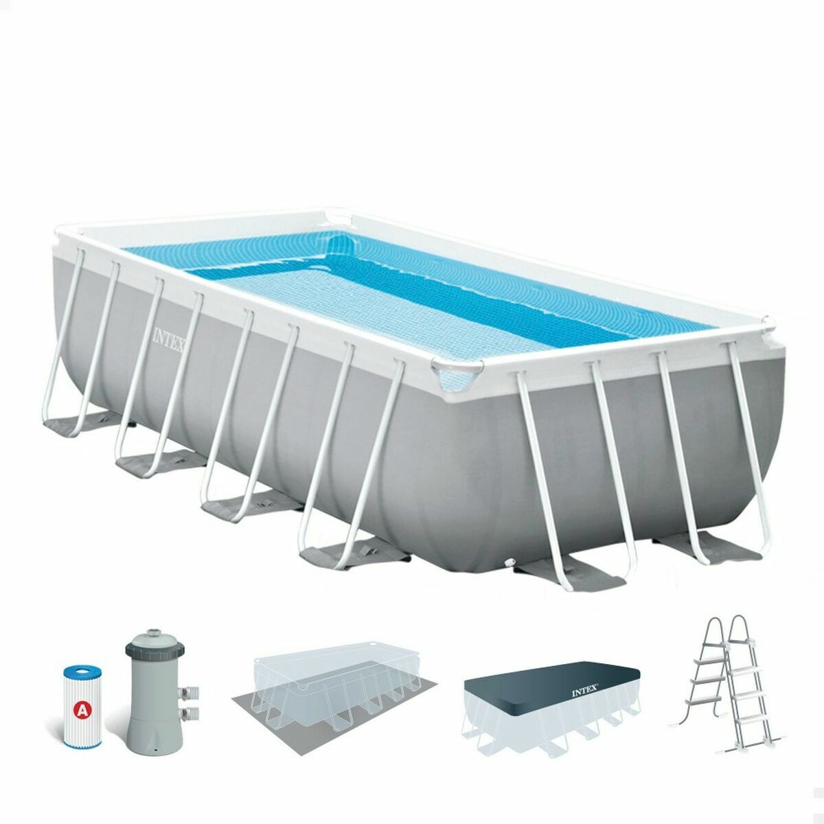 flyttbar pool Intex Prism Frame 488 x 244 x 107 cm 10.874 l Grå