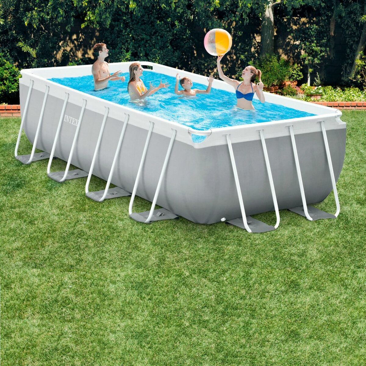flyttbar pool Intex Prism Frame 488 x 244 x 107 cm 10.874 l Grå - 2