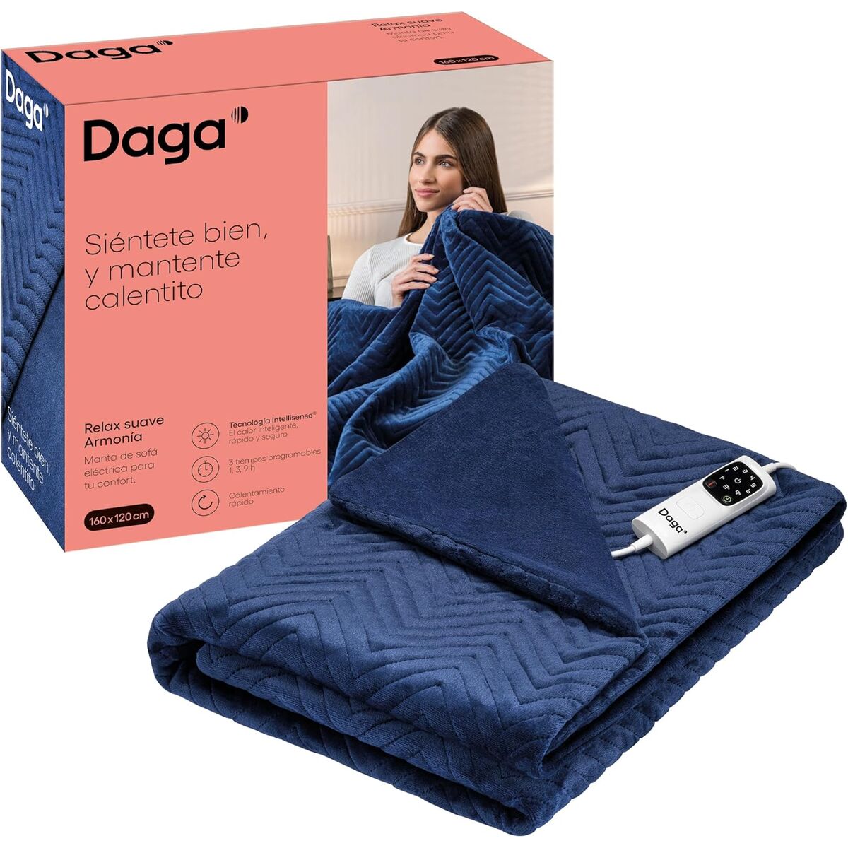 Elektrisk filt Daga RELAX 160 x 120 cm Blå 100 % polyester