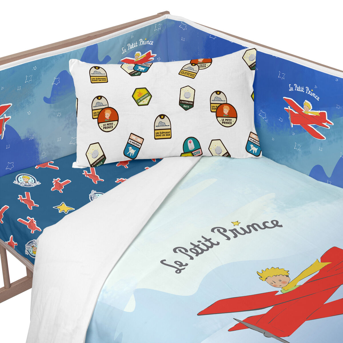 Skydd till spjälsäng HappyFriday Le Petit Prince Son avion Multicolour 210 x 40 cm - 3