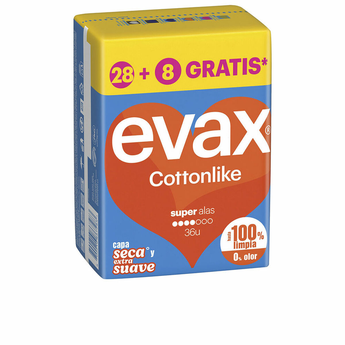 Super-dambinda med vingar Evax COTTONLIKE 36 antal