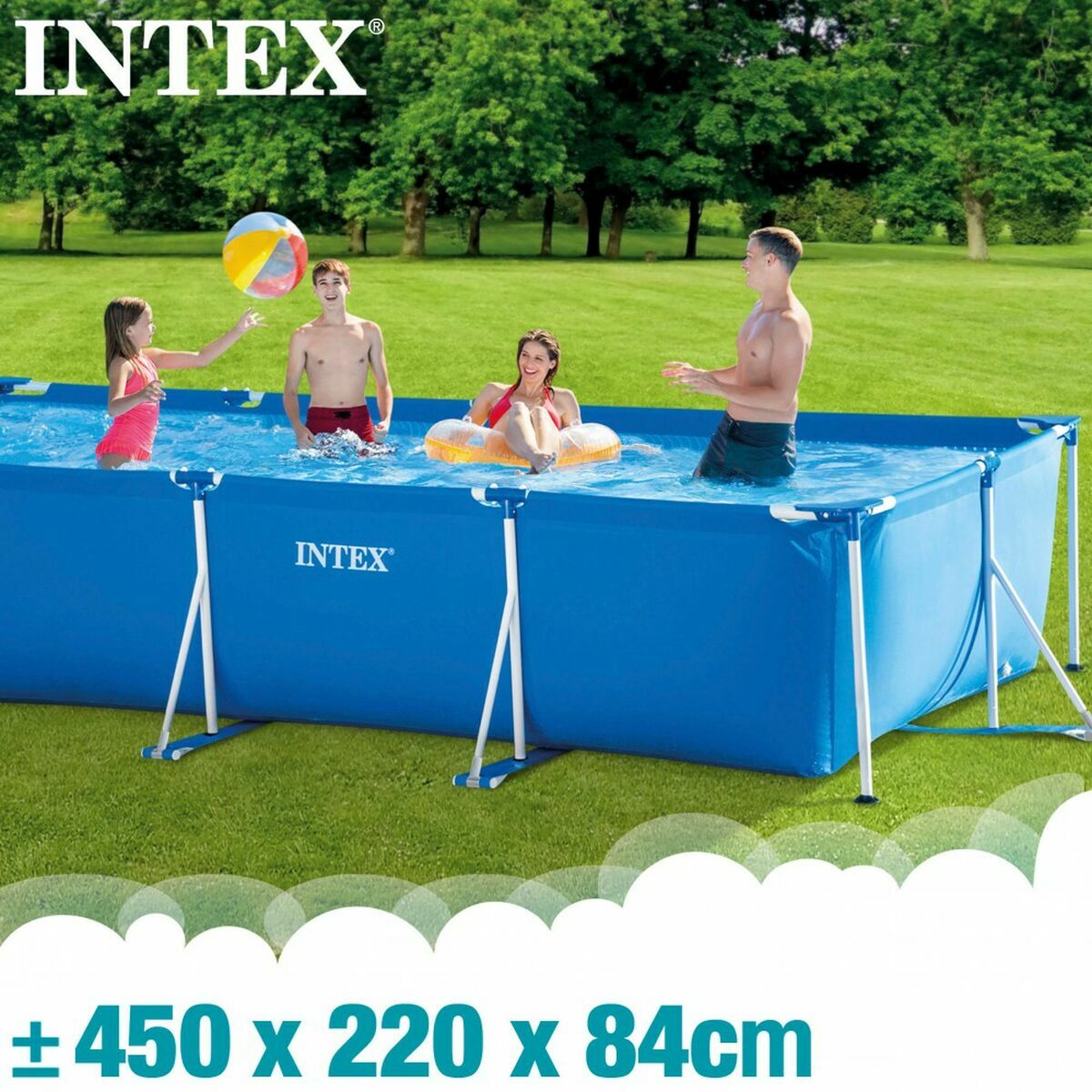 flyttbar pool Intex Frame 450 X 220 X 84 CM 7127 L Rektangulär - 2