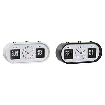 Väckarklocka DKD Home Decor Vit Svart PVC 20 x 6 x 9,5 cm (2 antal)