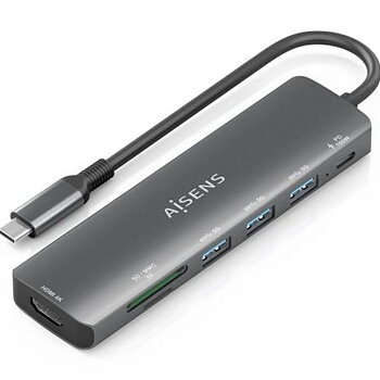 USB-HUB Aisens 7 EN 1 Grå 100 W