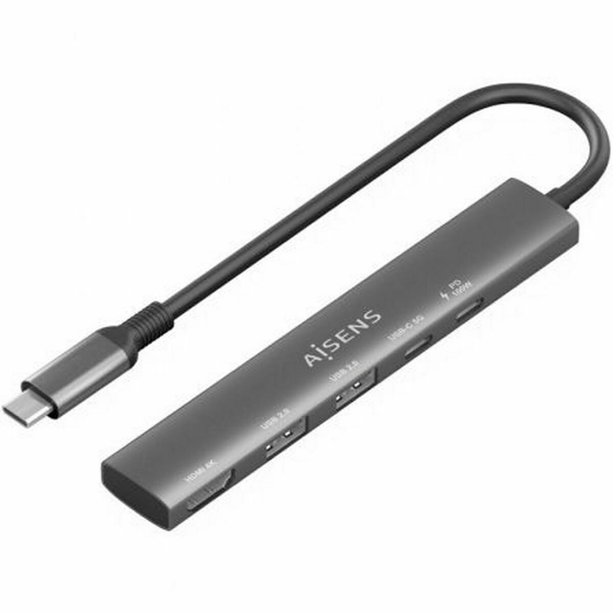 USB-HUB Aisens USB-C DOCK 5 EN 1 GRIS Grå 100 W