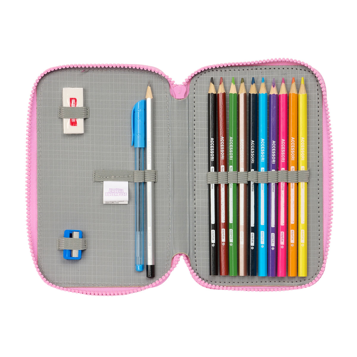 Dubbelt pennfodral Gabby's Dollhouse Party Rosa 12.5 x 19.5 x 4 cm 28 Delar - 2