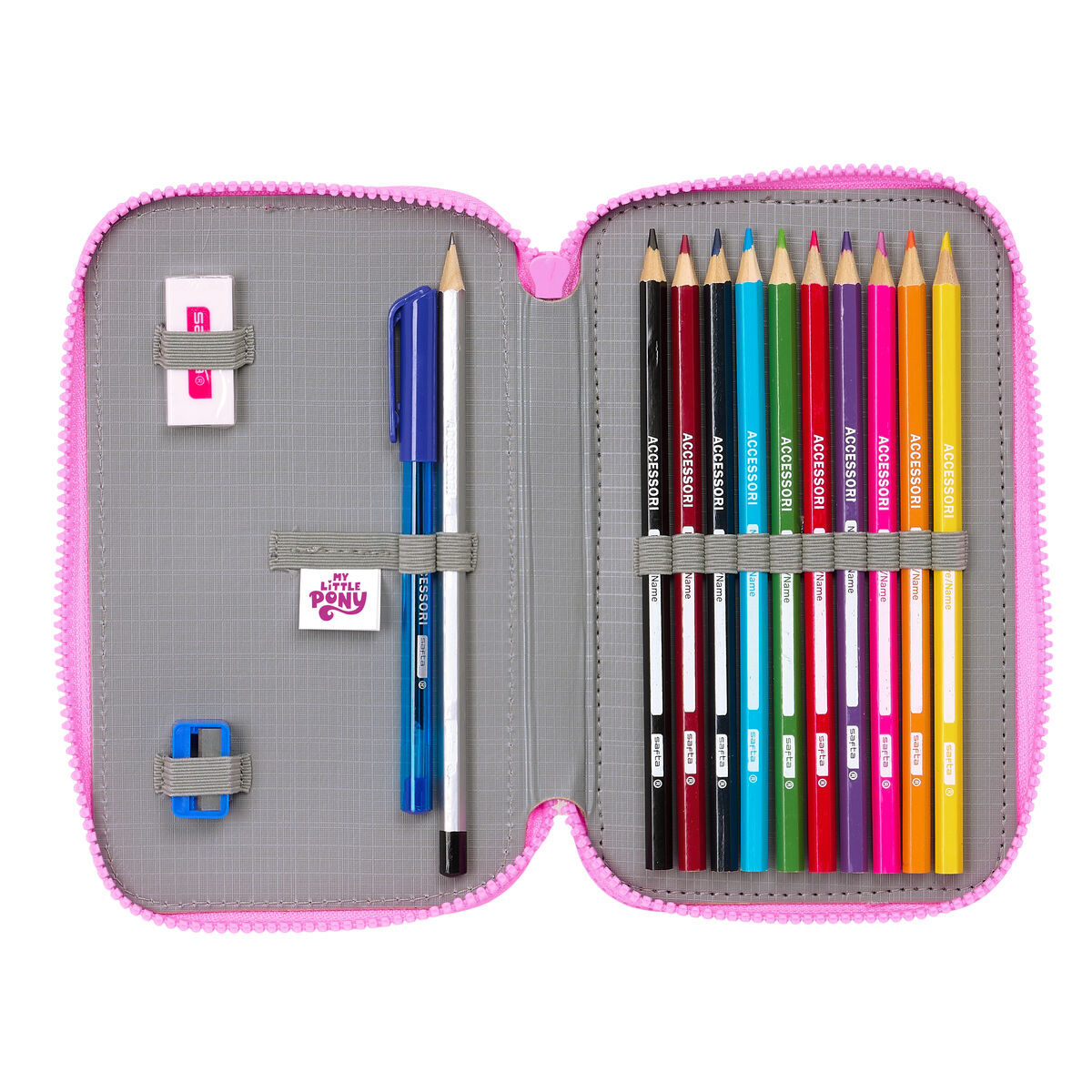 Dubbelt pennfodral My Little Pony Magic Rosa Turkos 12.5 x 19.5 x 4 cm 28 Delar - 3