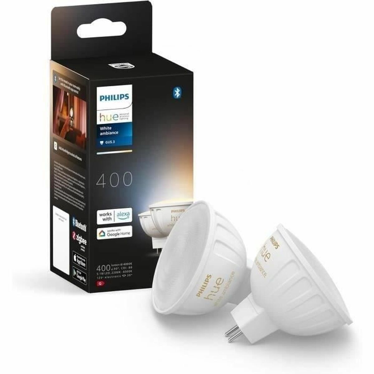LED-lampa Philips Vit G 400 lm 2 antal (2200K) (6500 K)