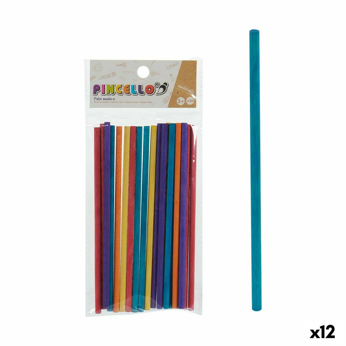 Pinnar Pincello Multicolour Trä Hantverk (12 antal)