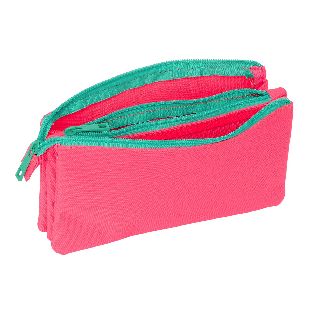 Tredubbel Carry-all Nait Nait Rosa fluor Rosa 22 x 12 x 3 cm - 2