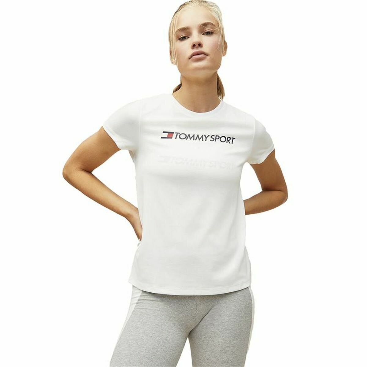 T-shirt med kortärm Herr Tommy Hilfiger Logo Chest Vit - 2