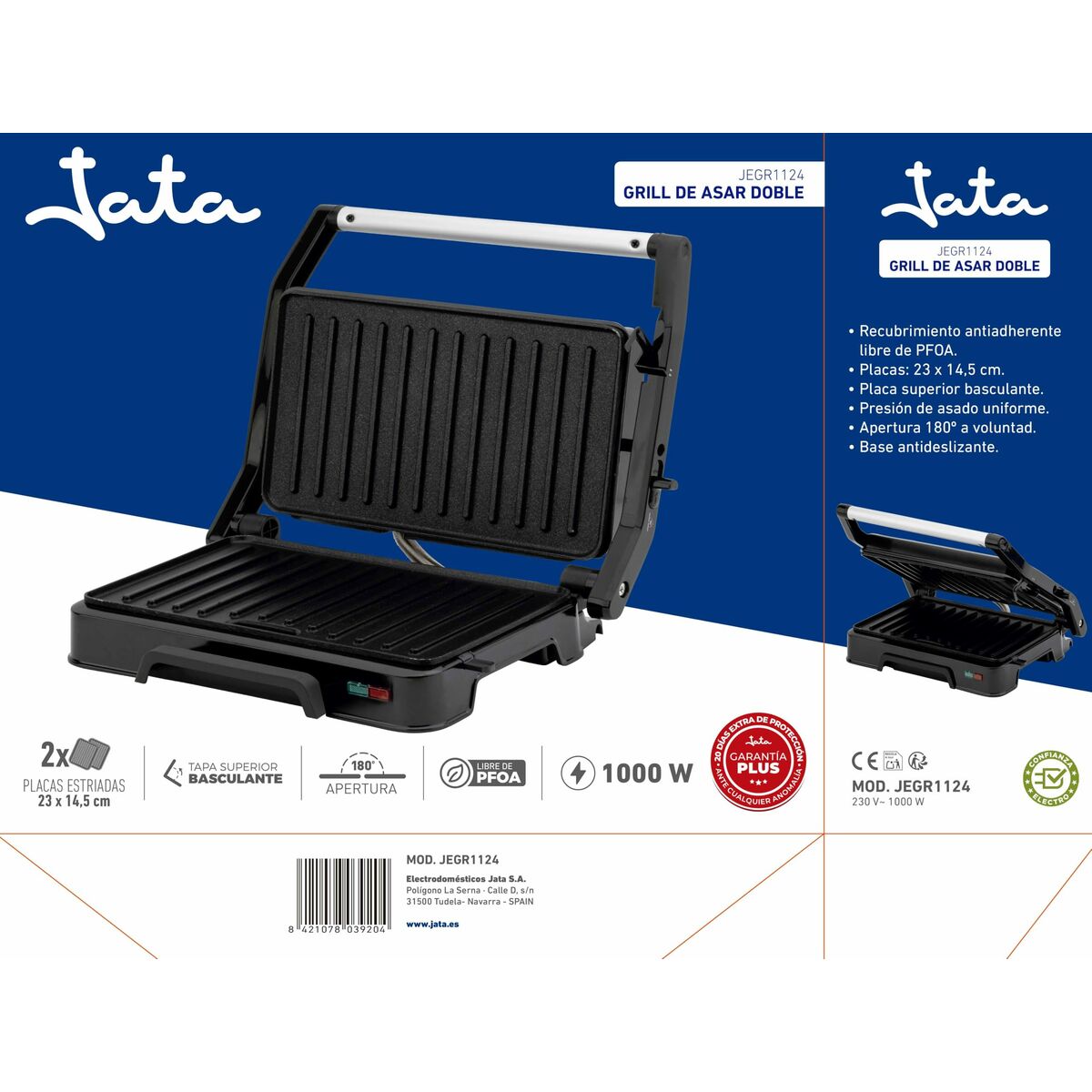 Grillplatta JATA JEGR1124 Svart 1000 W
