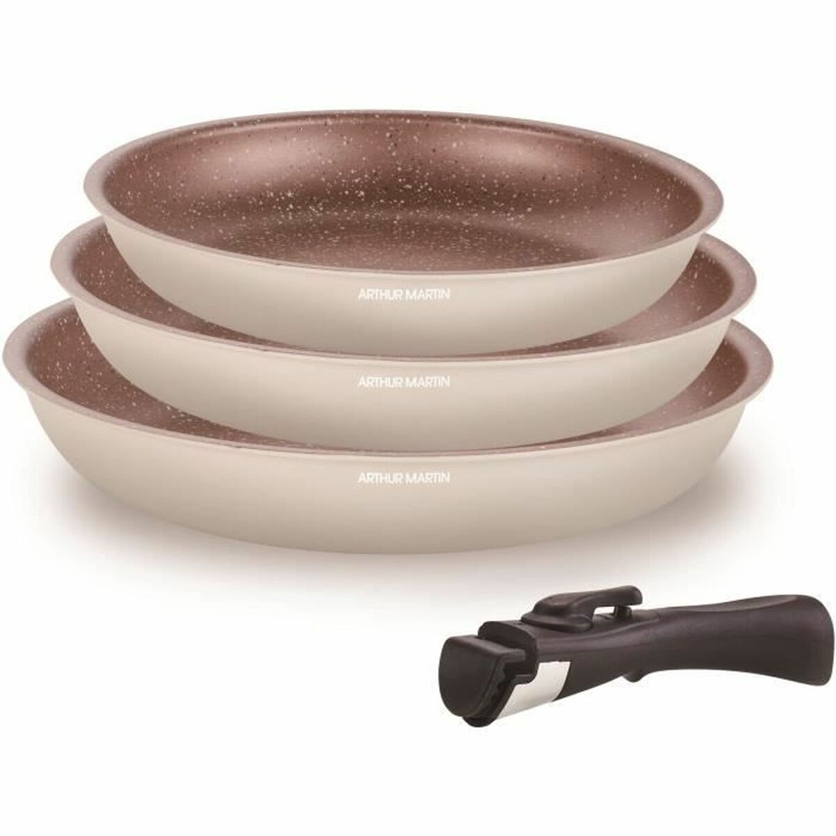 Set med stekpannor Arthur Martin Beige Kräm Aluminium 4 Delar (3 antal)