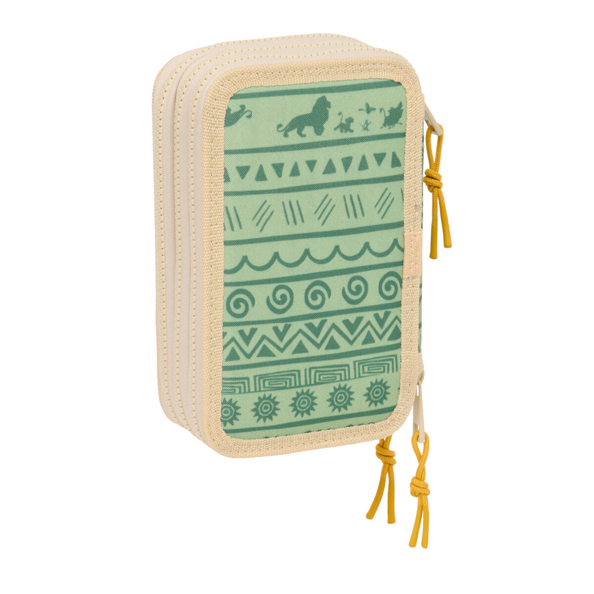 Trippel pennfodral Mufasa Grön Beige 12,5 x 19,5 x 5,5 cm 37 Delar - 3
