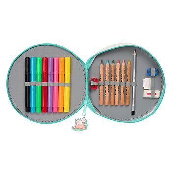 Pennfodral med tillbehör Peppa Pig Pretty flowers Gul Mint 18 Delar