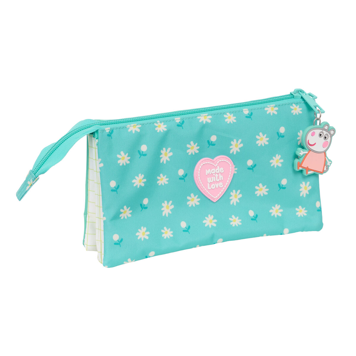 Tredubbel Carry-all Peppa Pig Pretty flowers Gul Mint 22 x 12 x 3 cm - 2