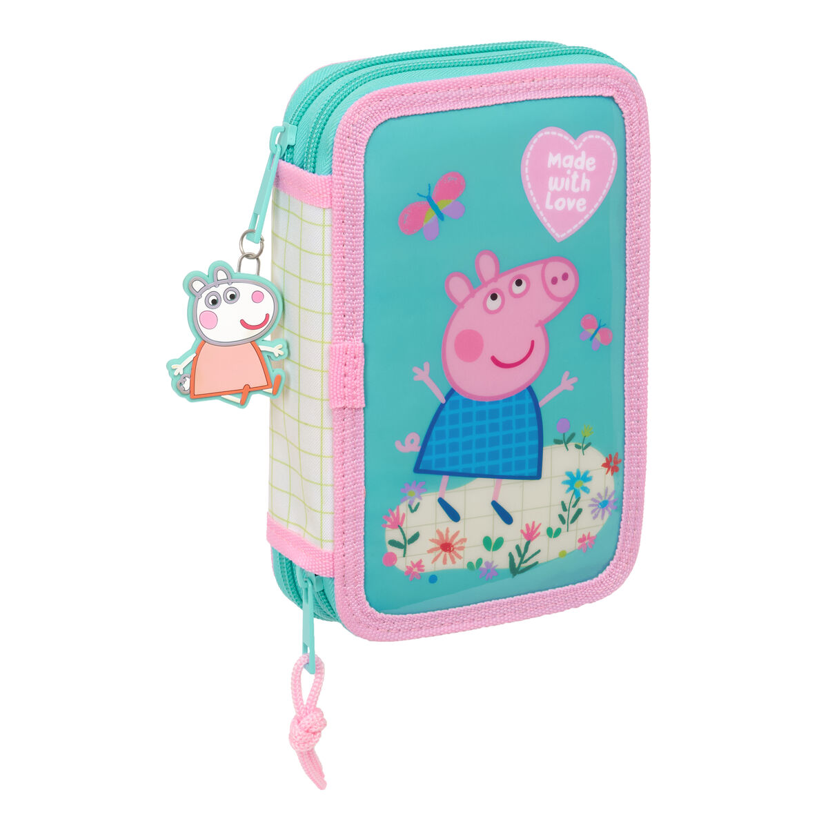 Pennfodral med tillbehör Peppa Pig Pretty flowers Gul Mint 12.5 x 19.5 x 4 cm 29 Delar