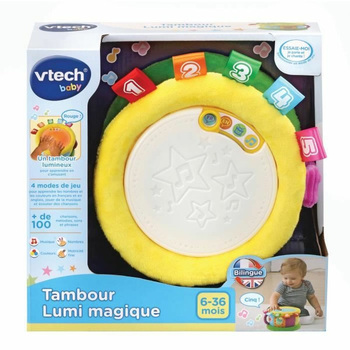 Trumma Vtech Baby Tambour Lumi Magique (FR) Plast (1 Delar) - 3