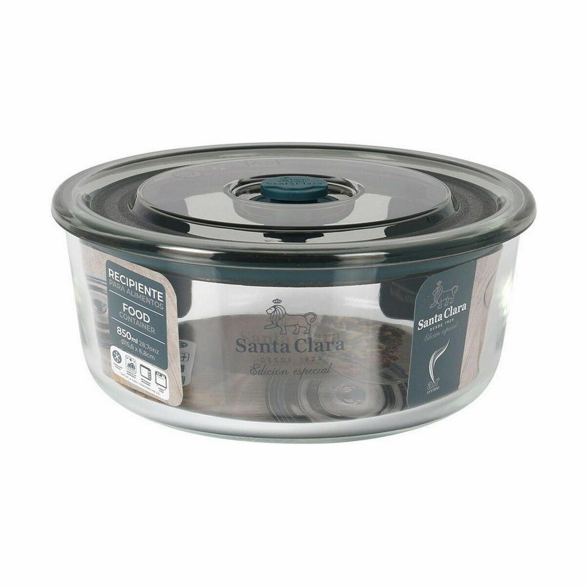 Hermetisk matlåda Santa Clara Grå 850 ml 15,6 x 6,8 cm (4 antal) - 2