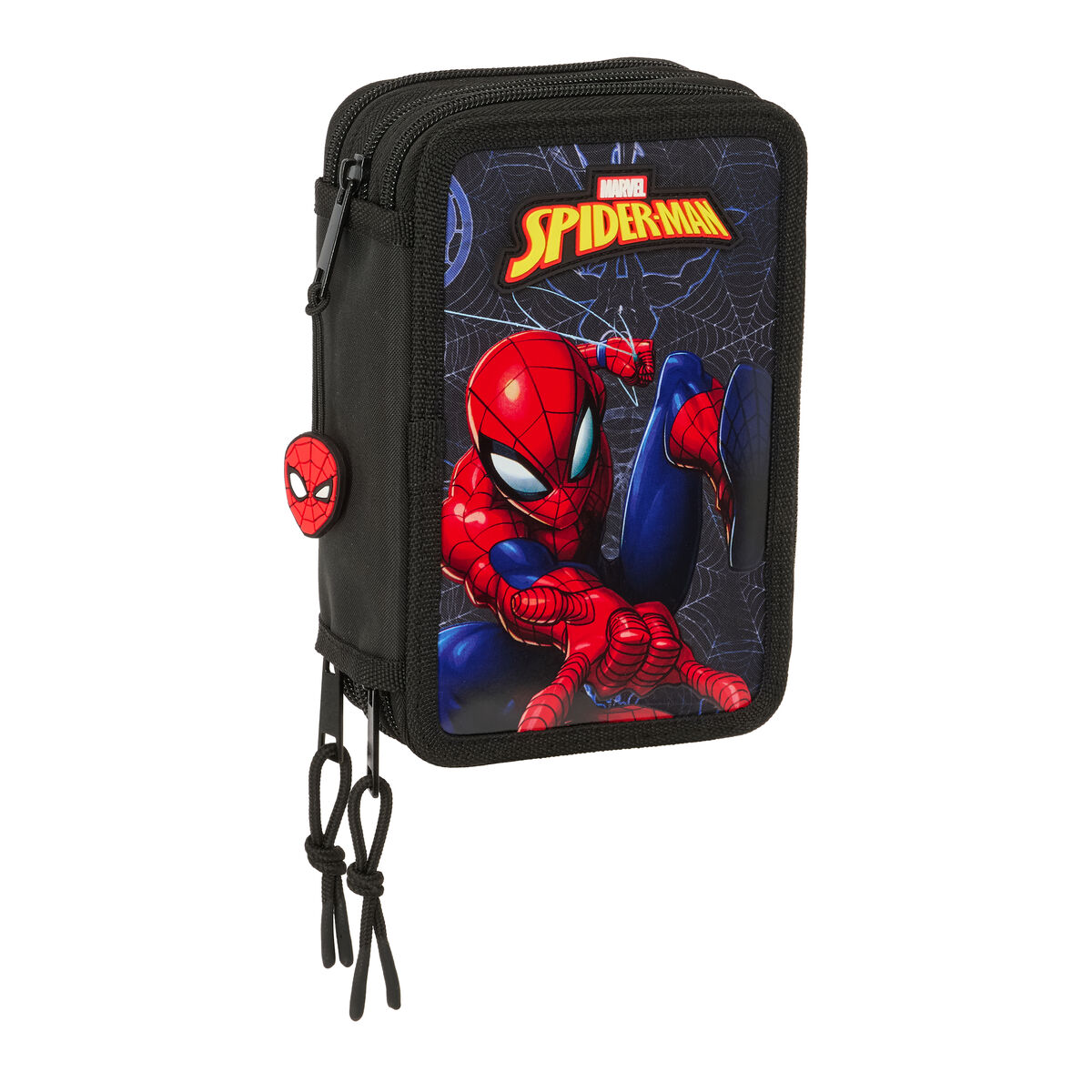 Pennfodral med tillbehör Spider-Man Attack Svart 12,5 x 19,5 x 5,5 cm 37 Delar