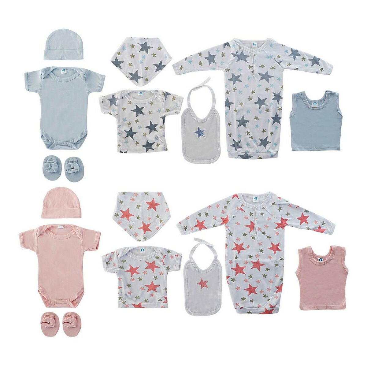 Baby-kit DKD Home Decor BE-177919 Blå Rosa 0-6 månader 7 Delar (2 antal)