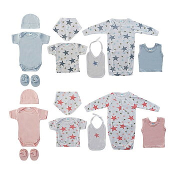 Baby-kit DKD Home Decor BE-177919 Blå Rosa 0-6 månader 7 Delar (2 antal)