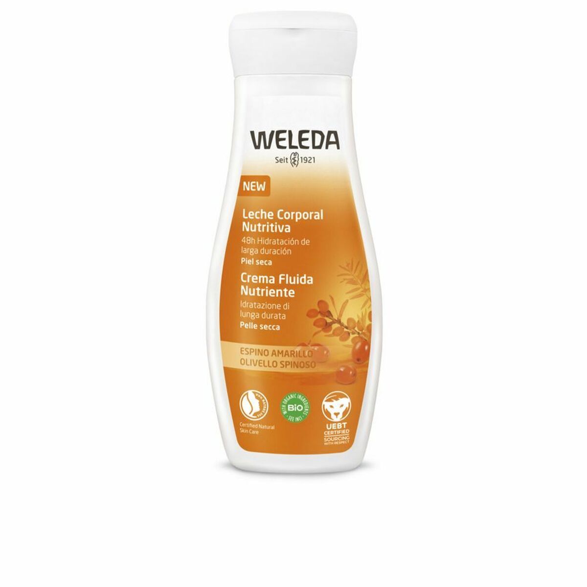 Näringsberikad kroppsmjölk Weleda 090540X7 200 ml 75 ml Havtorn