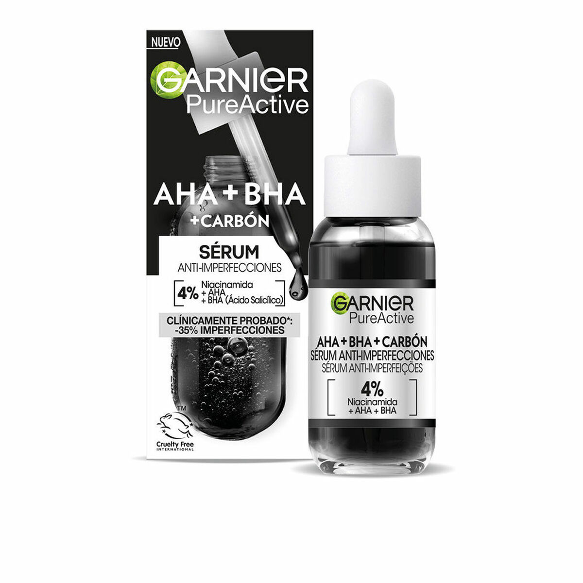 Ansiktsserum Garnier Pure Active Aha Bha Carbón 30 ml Motverkar ojämnheter