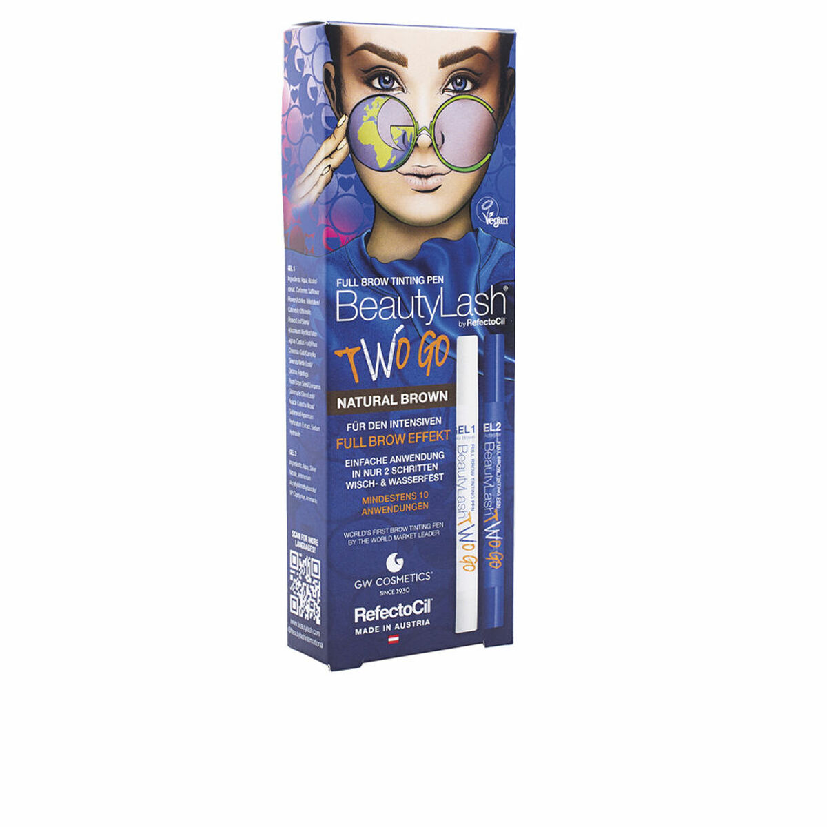 Färg till ögonfransar RefectoCil BeautyLash Two Go Natural Brown 2 Delar