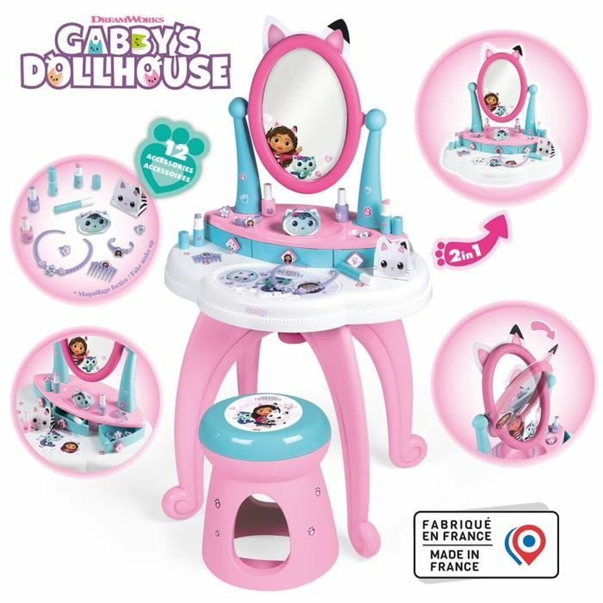Sminkset för barn Smoby Gabby and the Magic House Rosa Rose