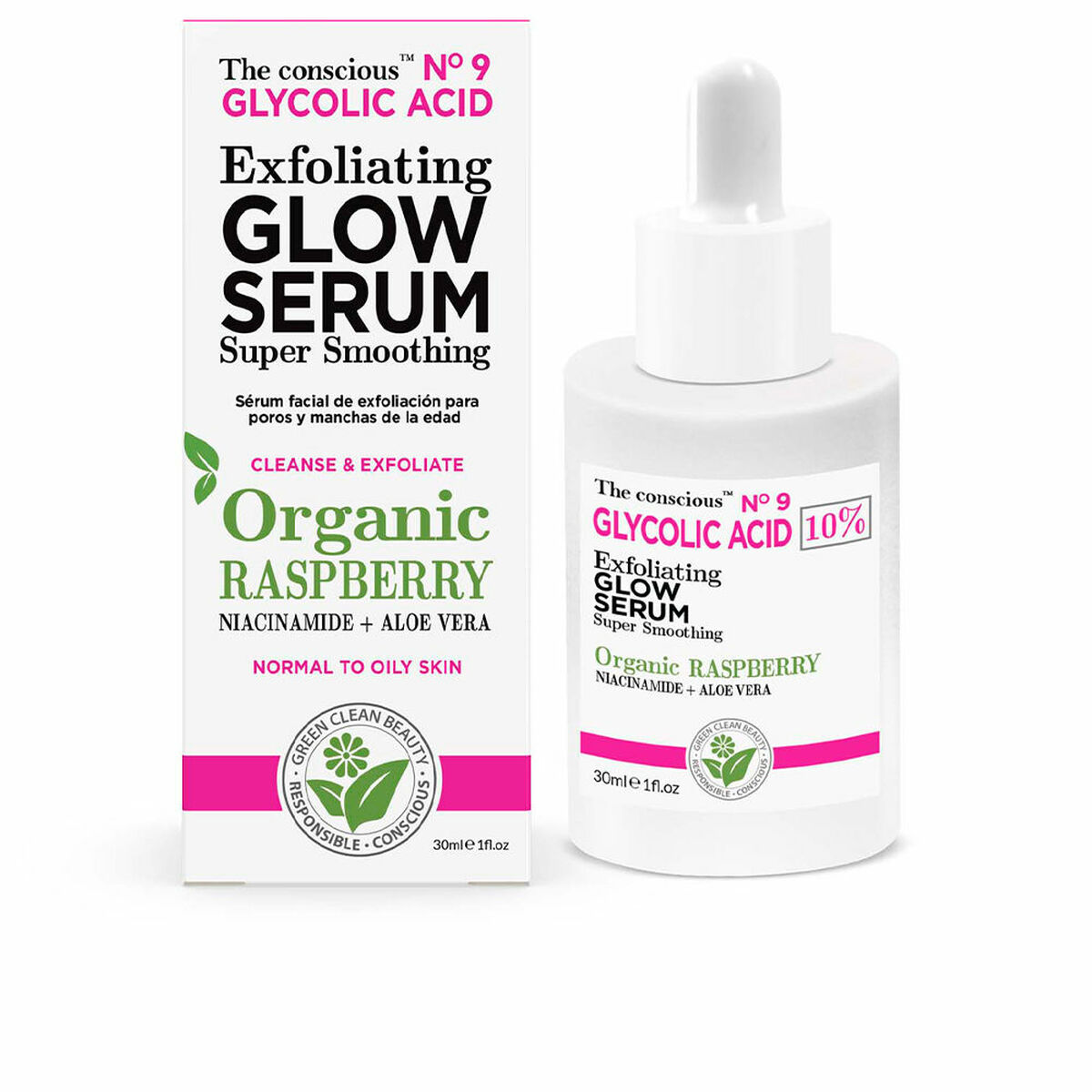 Exfolierande serum The Conscious Glycolic Acid 30 ml Hallon