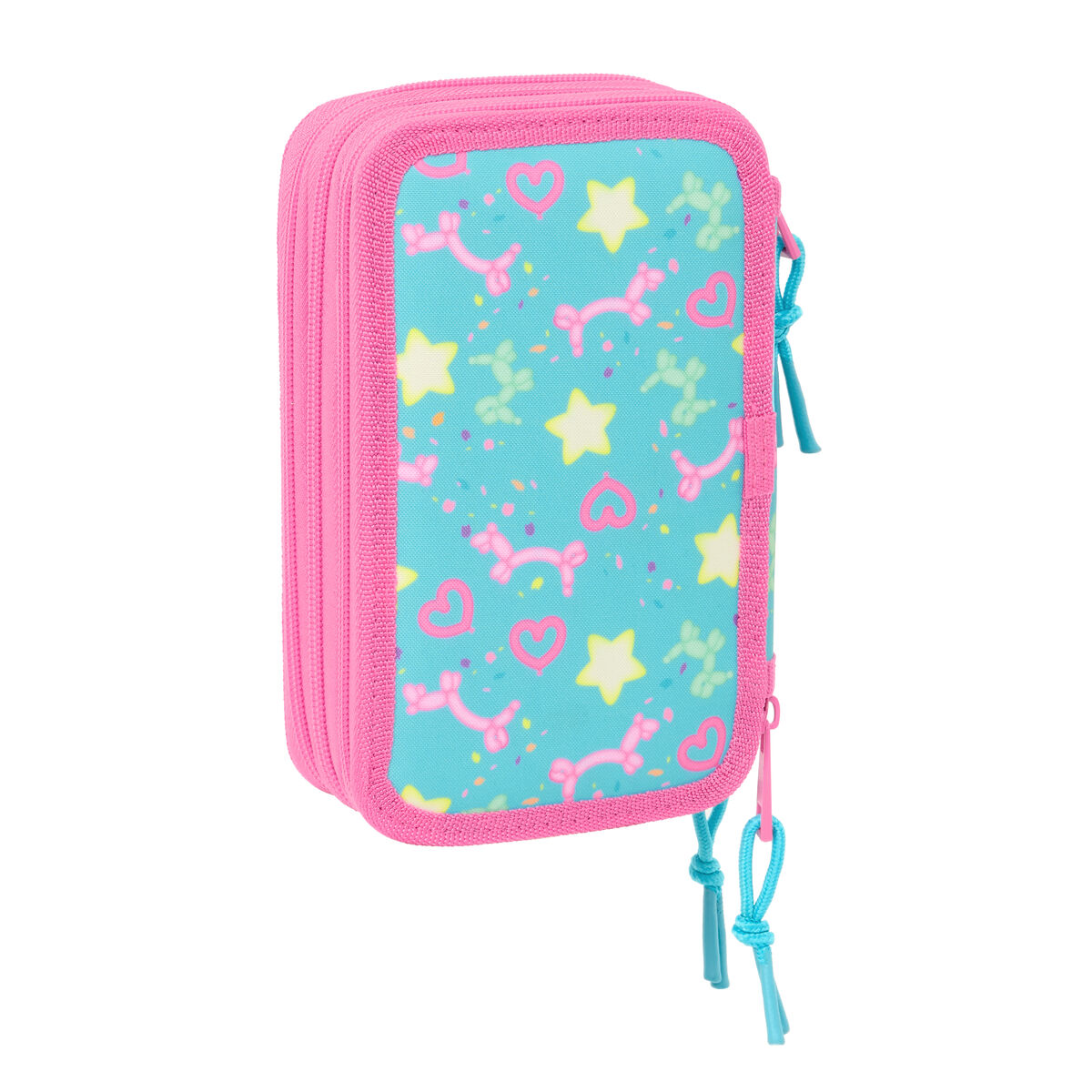 Trippel pennfodral Gabby's Dollhouse Confetti Rosa Turkos 12,5 x 19,5 x 5,5 cm 37 Delar - 3